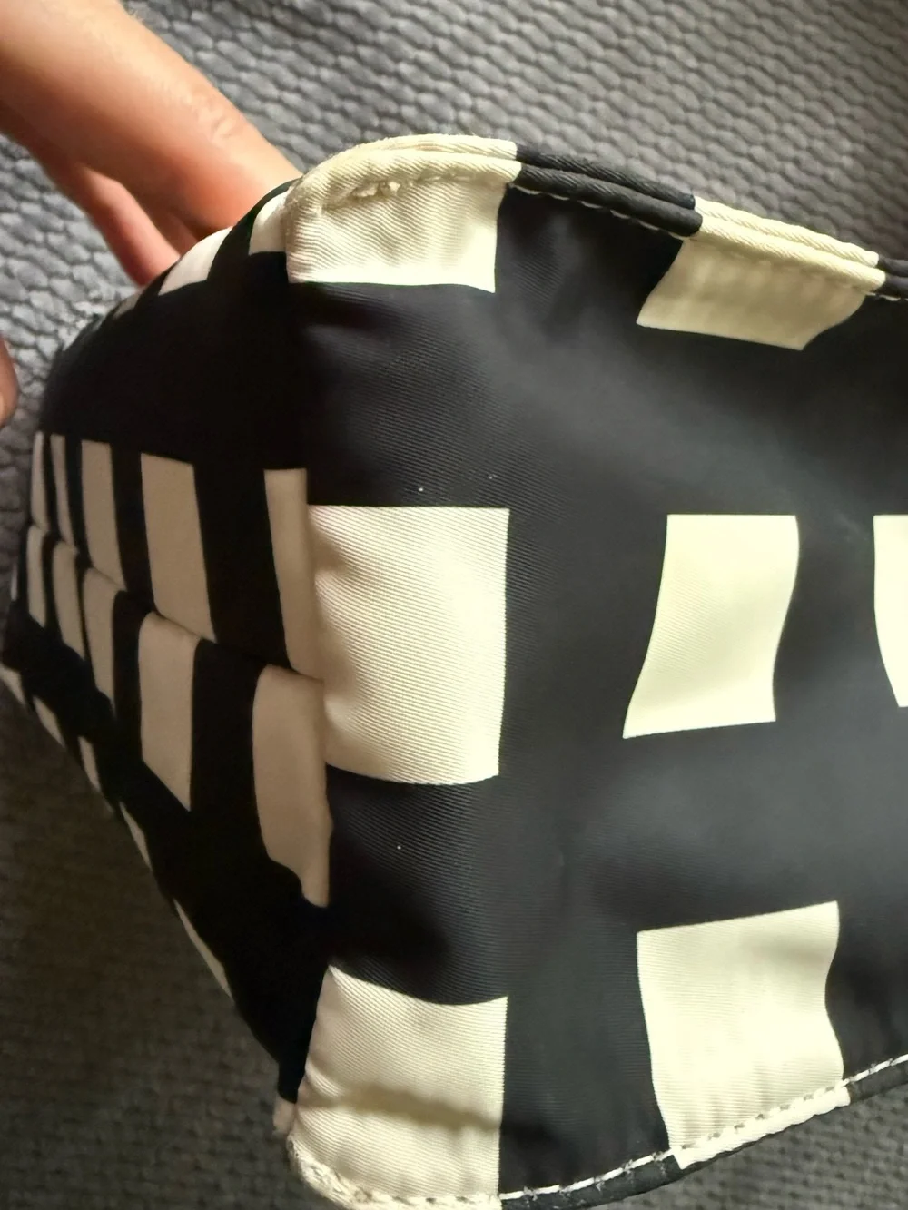 kate spade Black & White Check Tote with Pink Handles